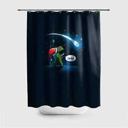 Шторка для душа Новогодний ти рекс, цвет: 3D-принт