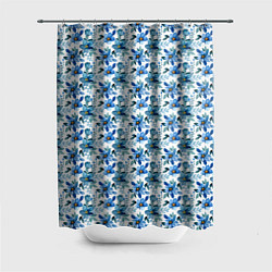Шторка для душа Полевые голубые цветы паттерн, цвет: 3D-принт