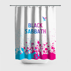 Шторка для душа Black Sabbath neon gradient style посередине, цвет: 3D-принт