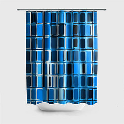 Шторка для душа Синие прямоугольники, цвет: 3D-принт