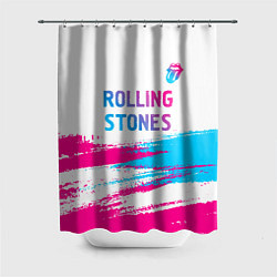 Шторка для душа Rolling Stones neon gradient style посередине, цвет: 3D-принт