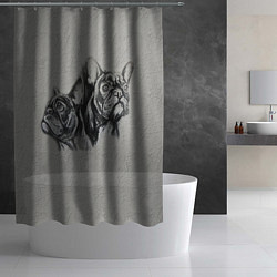 Шторка для душа Французские бульдоги пара, цвет: 3D-принт — фото 2