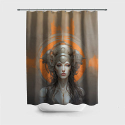 Шторка для душа Девушка в футуристичном шлеме, цвет: 3D-принт