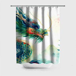 Шторка для душа Japanese dragon - watercolor art, цвет: 3D-принт