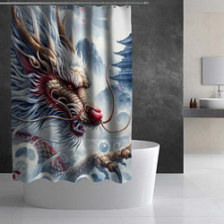 Шторка для душа Свирепый японский дракон - искусство, цвет: 3D-принт — фото 2
