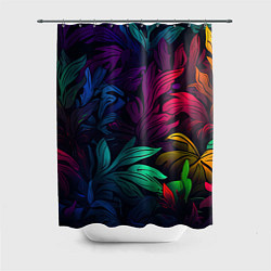 Шторка для душа Яркие абстрактные листья, цвет: 3D-принт