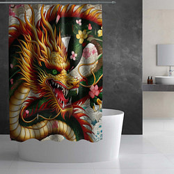Шторка для душа Морда японского дракона - ирезуми, цвет: 3D-принт — фото 2