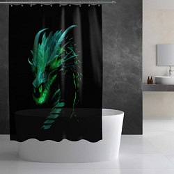 Шторка для душа Дракон с зеленым свечением, цвет: 3D-принт — фото 2