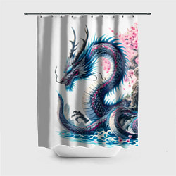 Шторка для душа Японский акварельный дракон - ирезуми, цвет: 3D-принт