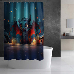 Шторка для душа Синий загадочный дракон, цвет: 3D-принт — фото 2