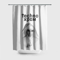 Шторка для душа Techno храм монашка улыбается, цвет: 3D-принт