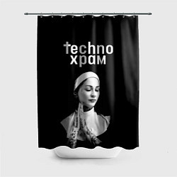 Шторка для душа Techno храм монашка в татуировках, цвет: 3D-принт