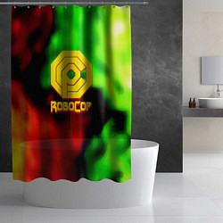 Шторка для душа Робот полицейский flame, цвет: 3D-принт — фото 2
