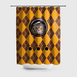 Шторка для душа Аргайл кот в переноске, цвет: 3D-принт