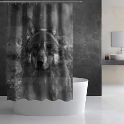 Шторка для душа Серый волк на сером фоне, цвет: 3D-принт — фото 2