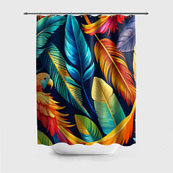 Шторка для душа Пёстрые пёрышки попугаев, цвет: 3D-принт