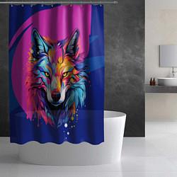Шторка для душа Волк в стиле поп-арт, цвет: 3D-принт — фото 2