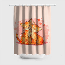 Шторка для душа Влюбленные рыжики котики 14 февраля, цвет: 3D-принт
