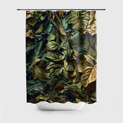 Шторка для душа Реалистичный камуфляж из листьев, цвет: 3D-принт