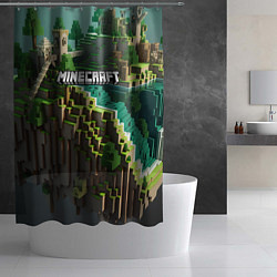 Шторка для душа Minecraft logo летняя карта, цвет: 3D-принт — фото 2