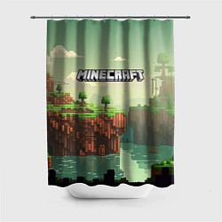 Шторка для душа Minecraft logo квадратный мир, цвет: 3D-принт
