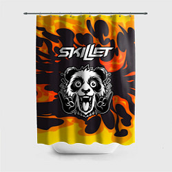 Шторка для душа Skillet рок панда и огонь, цвет: 3D-принт