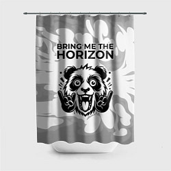 Шторка для душа Bring Me the Horizon рок панда на светлом фоне, цвет: 3D-принт