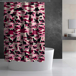 Шторка для душа Камуфляжные розовые котики, цвет: 3D-принт — фото 2