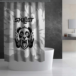 Шторка для душа Skillet рок панда на светлом фоне, цвет: 3D-принт — фото 2
