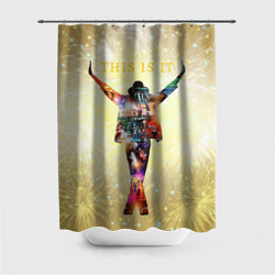Шторка для душа Michael Jackson THIS IS IT - с салютами на золотом, цвет: 3D-принт