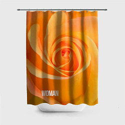 Шторка для душа Оранжевая роза - woman, цвет: 3D-принт