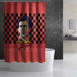 Шторка для душа Айртон Сенна гонщик, цвет: 3D-принт — фото 2