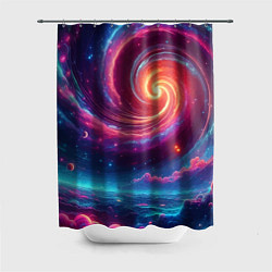 Шторка для душа Яркая неоновая галактика - нейросеть, цвет: 3D-принт