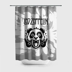 Шторка для душа Led Zeppelin рок панда на светлом фоне, цвет: 3D-принт