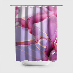 Шторка для душа Куски розового мрамора, цвет: 3D-принт