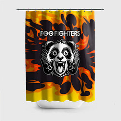 Шторка для душа Foo Fighters рок панда и огонь, цвет: 3D-принт
