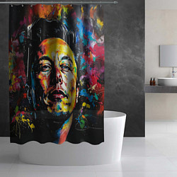 Шторка для душа Граффити портрет Илона Маска, цвет: 3D-принт — фото 2