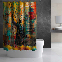 Шторка для душа Абстрактное граффити человека в черном костюме, цвет: 3D-принт — фото 2