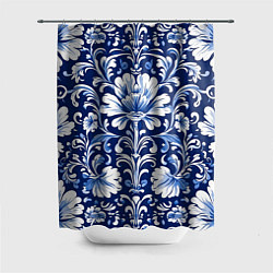 Шторка для душа Гжель - русский цветочный узор, цвет: 3D-принт