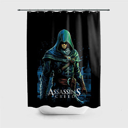 Шторка для душа Assassins creed персонаж нарисован на черном, цвет: 3D-принт