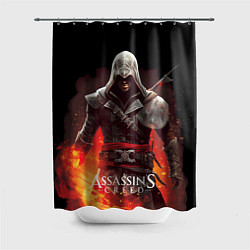 Шторка для душа Assassins creed огненный фон вокруг, цвет: 3D-принт