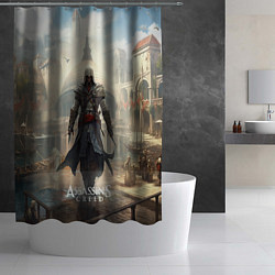 Шторка для душа Assassins creed большой город, цвет: 3D-принт — фото 2