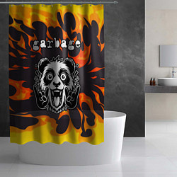 Шторка для душа Garbage рок панда и огонь, цвет: 3D-принт — фото 2