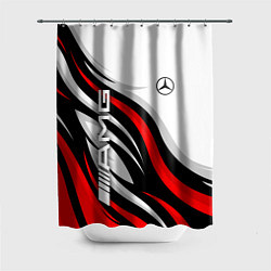 Шторка для душа Mercedes benz AMG - белый с красным, цвет: 3D-принт