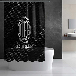 Шторка для душа AC Milan sport на темном фоне, цвет: 3D-принт — фото 2
