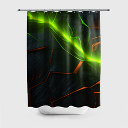 Шторка для душа Green neon abstract geometry, цвет: 3D-принт