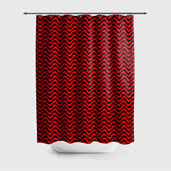 Шторка для душа Чёрно-красный искажённые полосы, цвет: 3D-принт