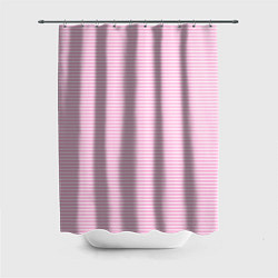 Шторка для душа Светлый розовый в белую полоску, цвет: 3D-принт