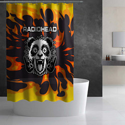 Шторка для душа Radiohead рок панда и огонь, цвет: 3D-принт — фото 2