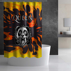 Шторка для душа Queen рок панда и огонь, цвет: 3D-принт — фото 2